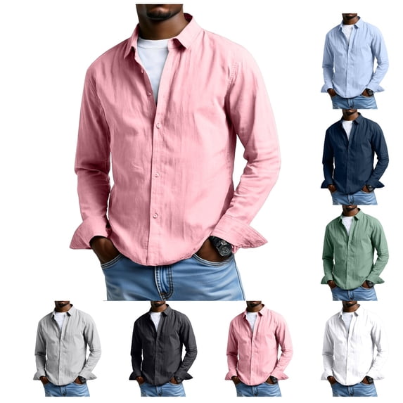 Men's Long Sleeve Shirt Casual Dress Shirts Regular Fit Button-Down Collar Business with Chest Pocket Breathable Tops