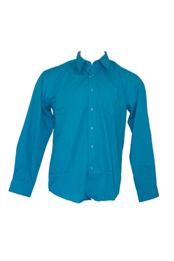 Men's Long Sleeve Shirt Classic Fit Formal Button Up Collared Dress Shirt, Light Blue, M
