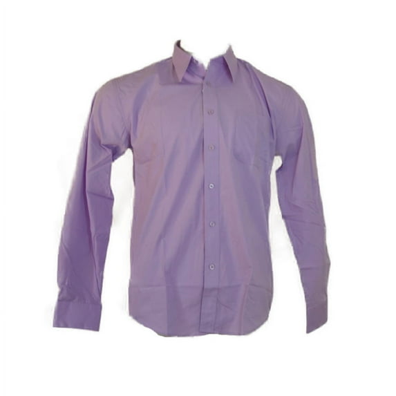 Men's Long Sleeve Shirt Classic Fit Formal Button Up Collared Dress Shirt, Purple, XL