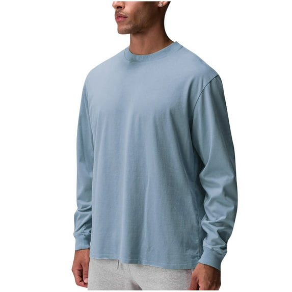 Men's Long Sleeve Shirt Cotton Crew Neck Shirts Mens Casual Loose fit Shirts Lightweight Crew Neck Long Sleeve Gym Workout Athletic Tee Shirts Outdoor Workout Tops Hippie T-Shirt