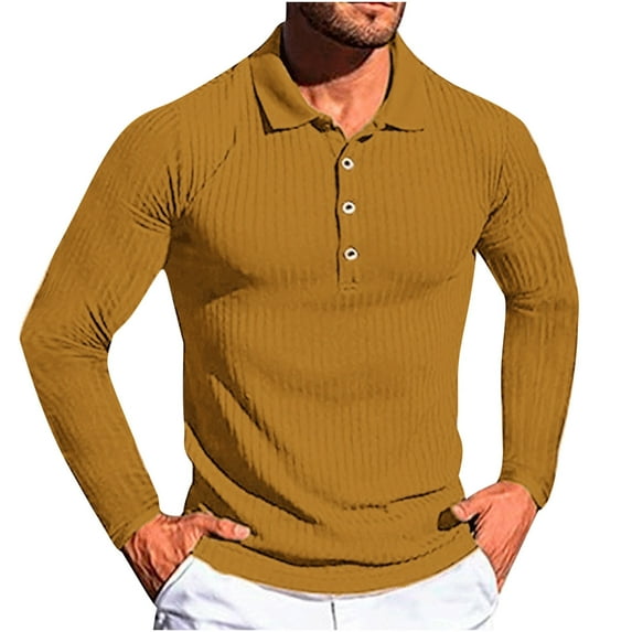 Men's Long Sleeve Shirt Cozy Lapel Button Elastic Knitted Shirt Fall Casual Solid Formal Shirt