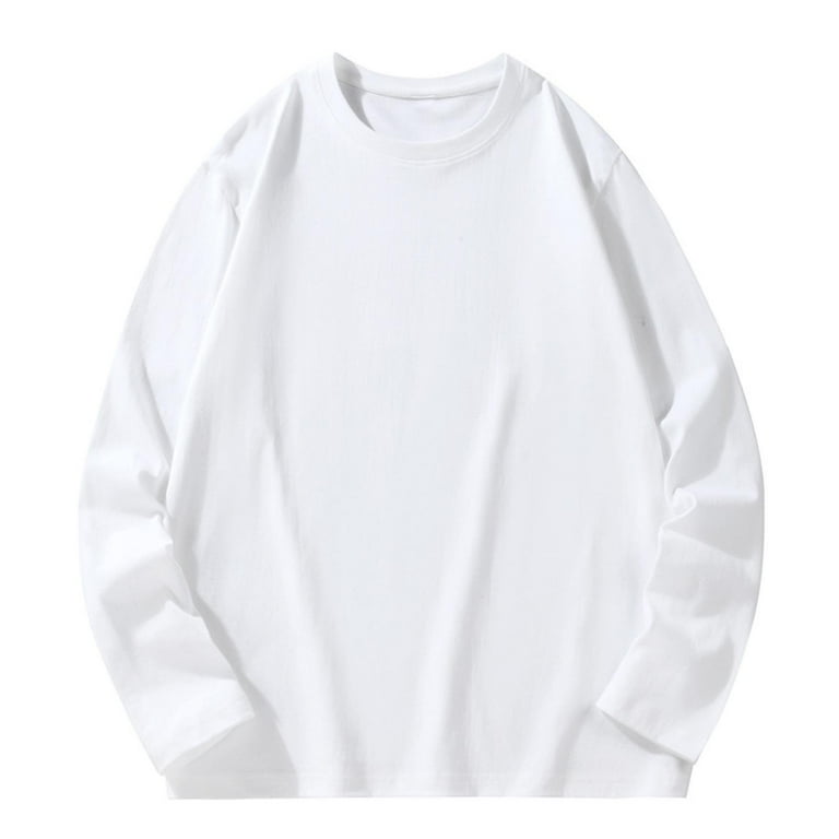 Men's Long Sleeve Shirt Crewneck Cotton Long Sleeve Basic