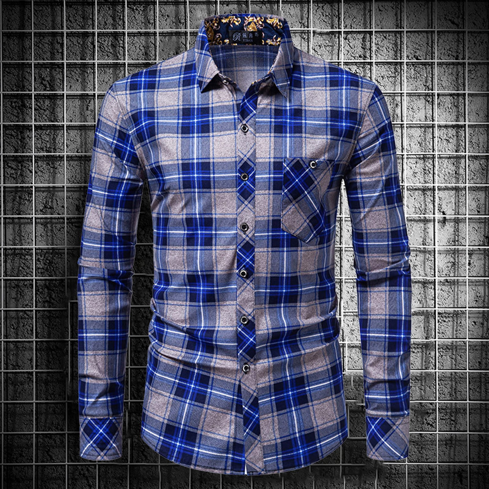 Men's Long Sleeve Shirt Fashion Young Casual Slim Fit Lapel Shirt Men