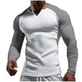 thumbnail image 1 of Men's Long Sleeve Shirt Long Sleeve Basic Waffle T-Shirt Fashion Casual V Neck Tops Soft Stretch Slim Fit Workout Tee Color Block Pullover Shirts, 1 of 5