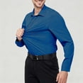 thumbnail image 1 of Men's Long Sleeve Shirt, Solid Color, Stretch Fit with Wrinkle-Free Technology, No Iron Needed, Turndown Collar for Casual and Business Wear, 1 of 6