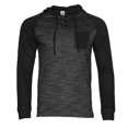 thumbnail image 1 of Men's Long Sleeve Shirt Two Tone Casual Drawstring Pullover 1/4 Button Hooded, Black, M, 1 of 8