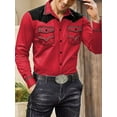 thumbnail image 1 of Men's Long Sleeve Shirt Western Button Down Casual Shirt Top Summer Shirt Oktoberfest Costume Shirt Red M, 1 of 3