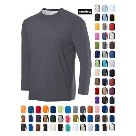 Men's Long Sleeve Shirts Breathable Soft Mesh Sport Muscle Tee Raglan Long Sleeves Round Neck T-Shirt,Men's and Big Men's Sizes S-3XL