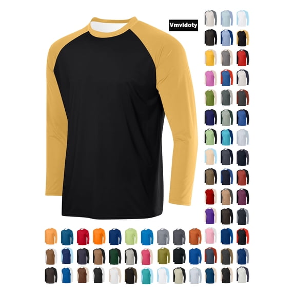 Men's Long Sleeve Shirts Breathable Soft Mesh Sport Muscle Tee Raglan Long Sleeves Round Neck T-Shirt,Men's and Big Men's Sizes S-3XL