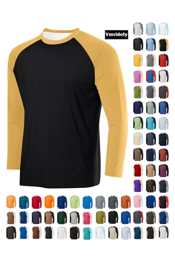 Men's Long Sleeve Shirts Breathable Soft Mesh Sport Muscle Tee Raglan Long Sleeves Round Neck T-Shirt,Men's and Big Men's Sizes S-3XL
