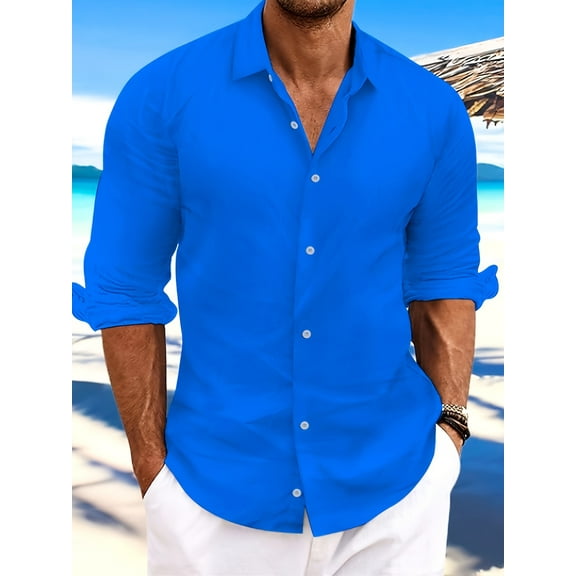 Men's Long Sleeve Shirts Clearance Sale Casual Shirts Button Down Shirt for Men Beach Summer Wedding Shirt
