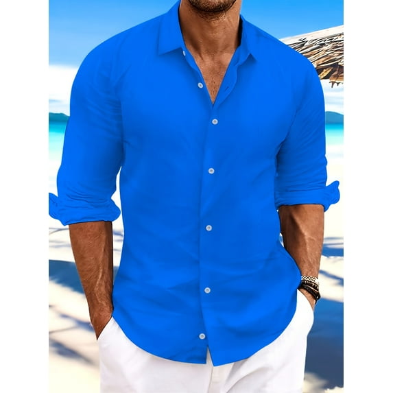 Men's Long Sleeve Shirts Clearance Sale Casual Shirts Button Down Shirt for Men Beach Summer Wedding Shirt