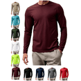 thumbnail image 1 of Men's Long Sleeve Shirts Crewneck T-Shirt Solid Color Mesh Fabric Moisture Wicking Lightweight Athletic Top, 1 of 6