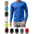 thumbnail image 1 of Men's Long Sleeve Shirts Crewneck T-Shirt Solid Color Mesh Fabric Moisture Wicking Lightweight Athletic Top, 1 of 10