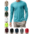 thumbnail image 1 of Men's Long Sleeve Shirts Crewneck T-Shirt Solid Color Mesh Fabric Moisture Wicking Lightweight Athletic Top, 1 of 6