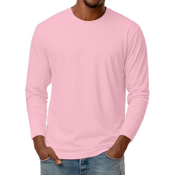 Men's Long Sleeve Shirts Men's Basic Round Neck Long Sleeve Bottoming Shirt Top