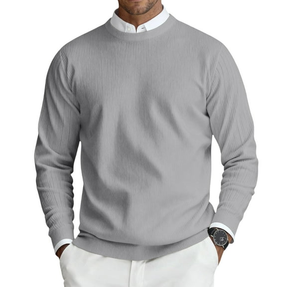 Men's Long Sleeve Shirts Men's Round Neck Long Sleeve Ribbed Knit Pullover