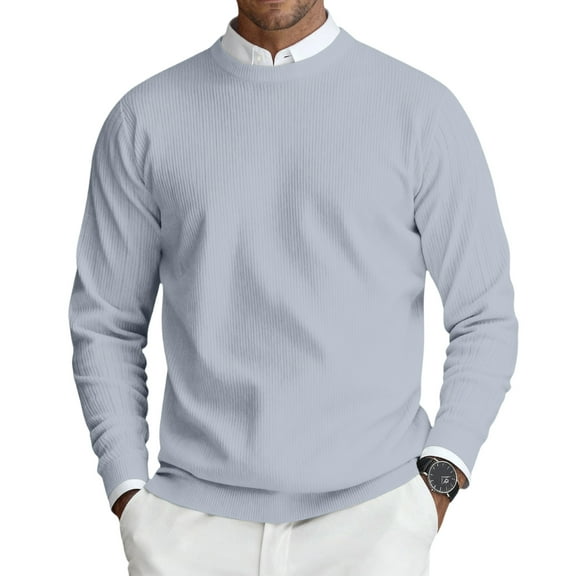 Men's Long Sleeve Shirts Men's Round Neck Long Sleeve Ribbed Knit Pullover