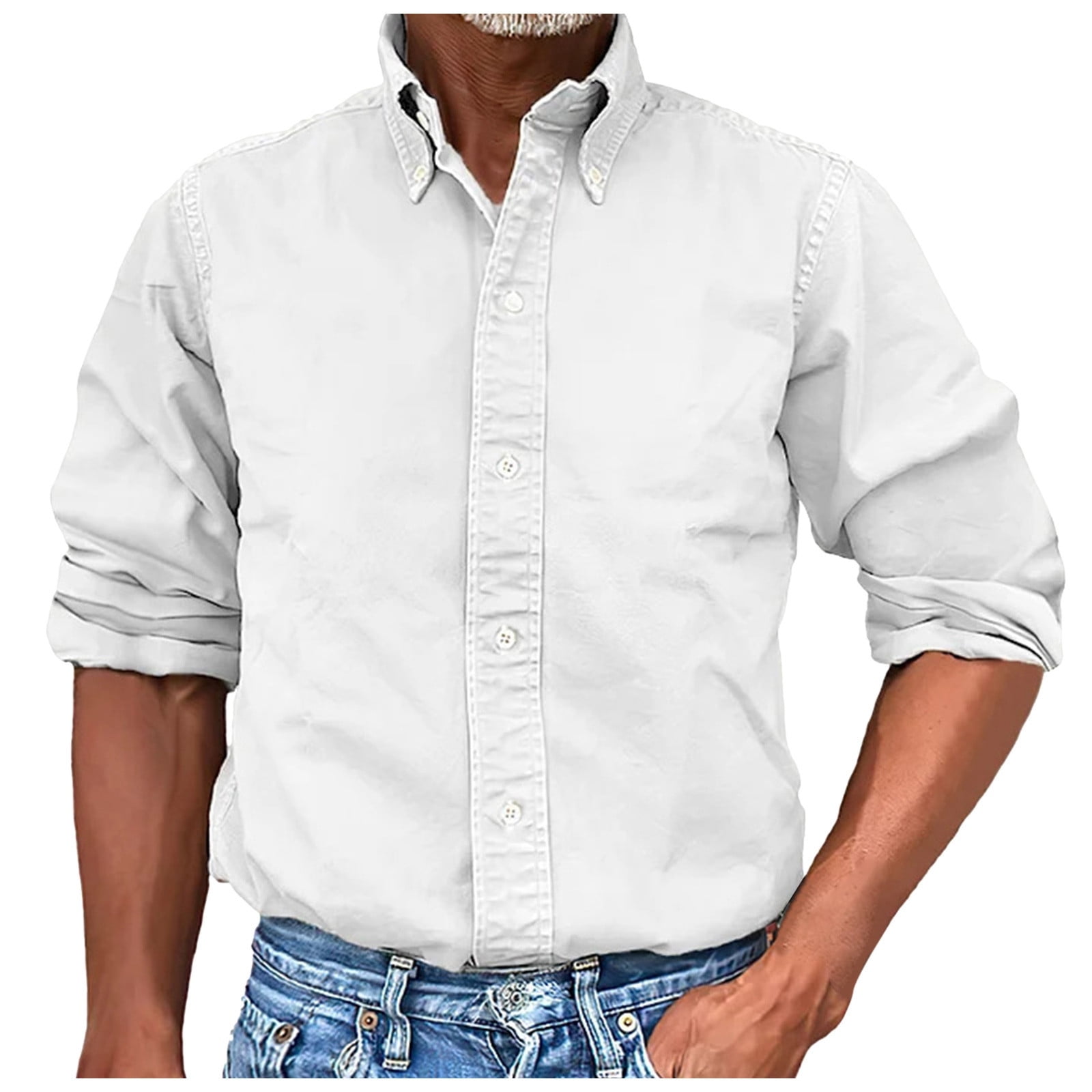 geoffrey beene white dress shirt Mens White Geoffrey Beene Shirt Button Down Long Sleeve Size XL