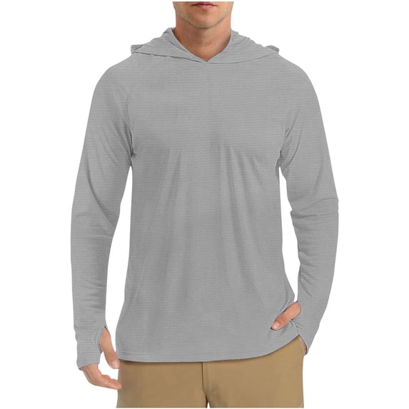 Men's Long Sleeve Shirts UV UPF 50+ Sun Protection Quick Dry Shirt Rash Guard Mesh Fishing Athletic T-Shirts Gray M
