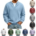 thumbnail image 1 of Men's Long Sleeve Shirts V Neck Fake Two Piece Breathable Tee Shirt Waffle Weave Solid Color Loose Casual Basic Shirts Soft Basic Tops 2026, 1 of 5