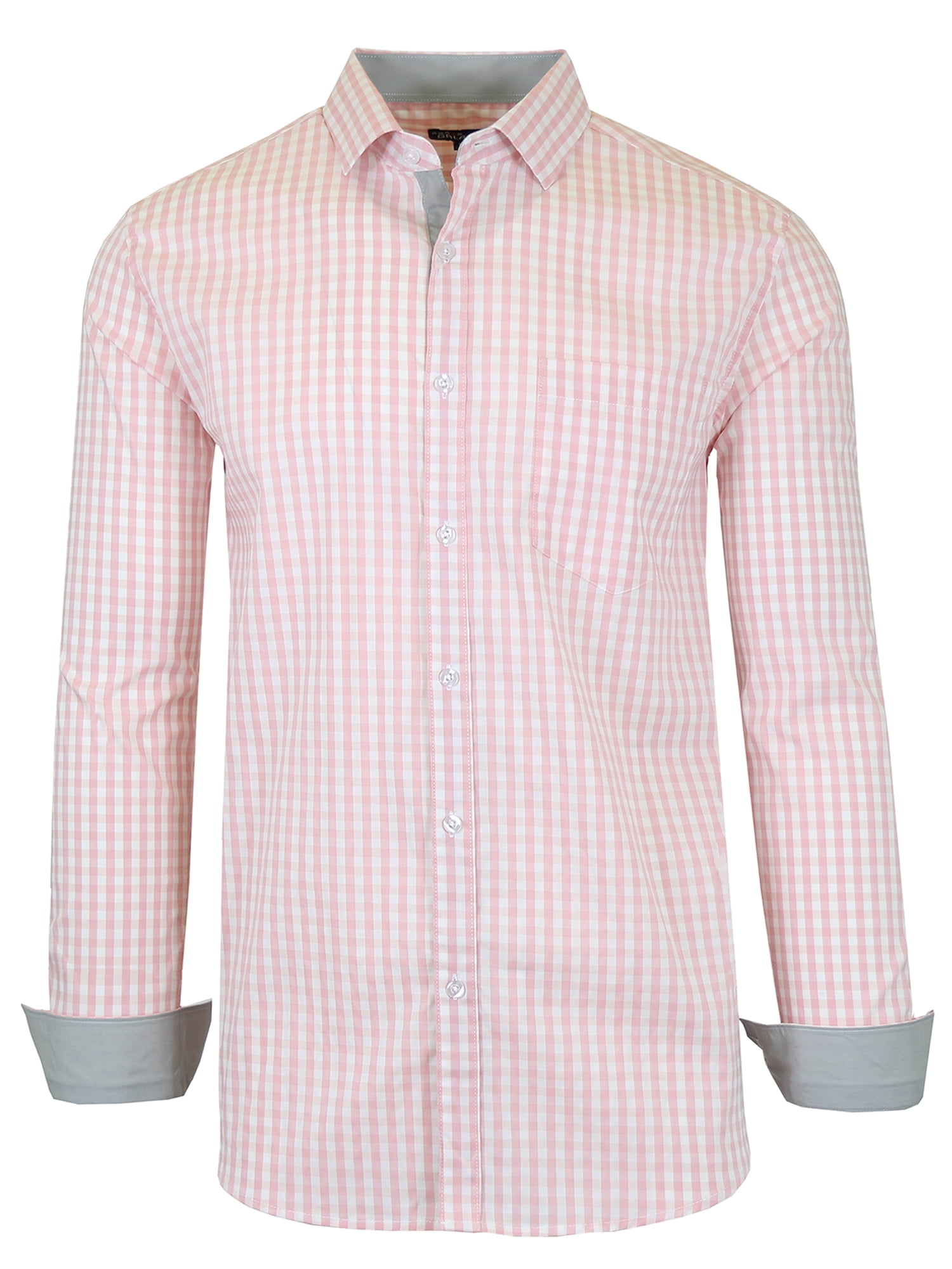 Men's Long Sleeve SlimFit CottonStretch Checkered & Plaid Dress