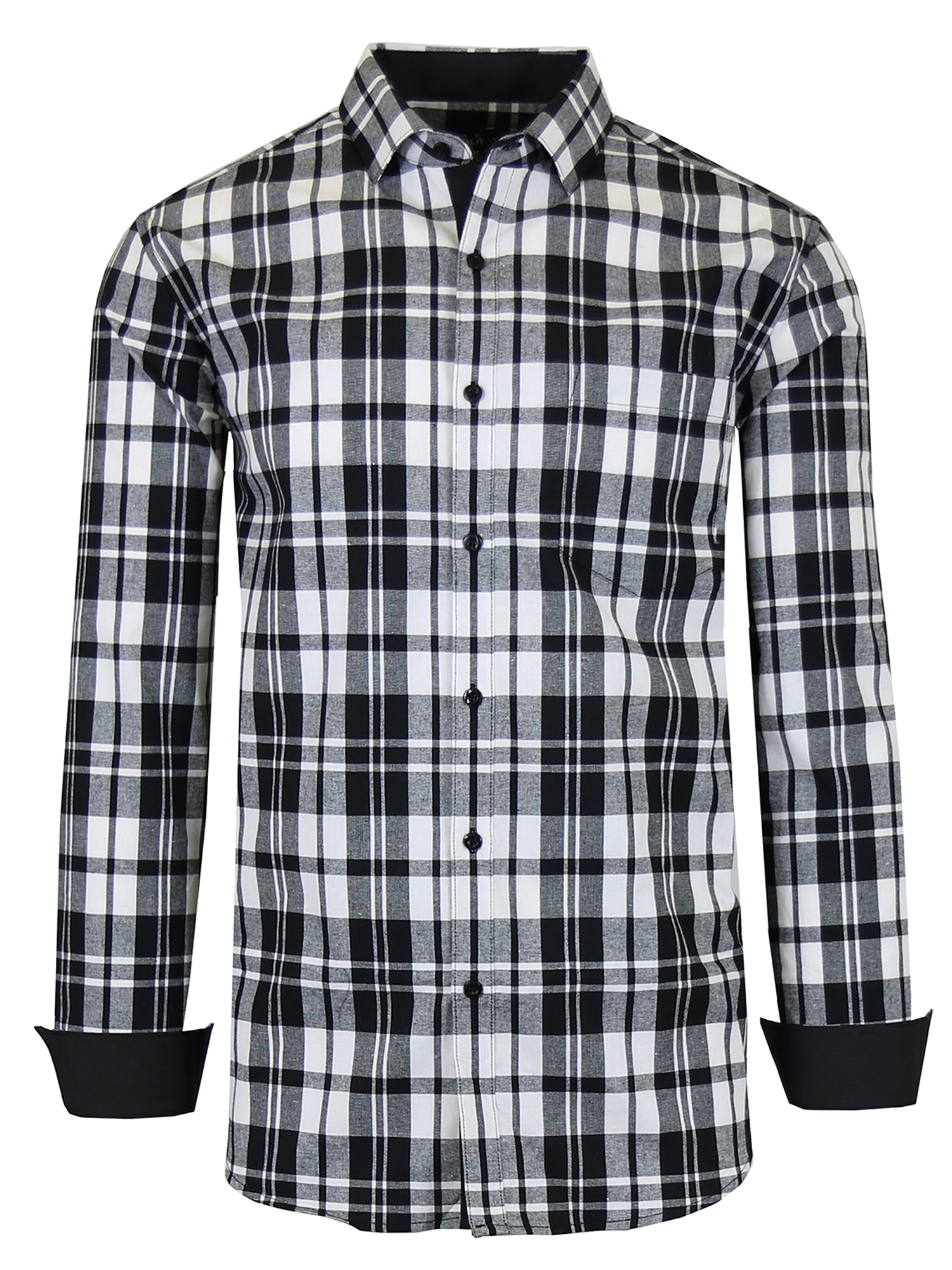 Men's Long Sleeve Slim-Fit Cotton-Stretch Checkered & Plaid Dress