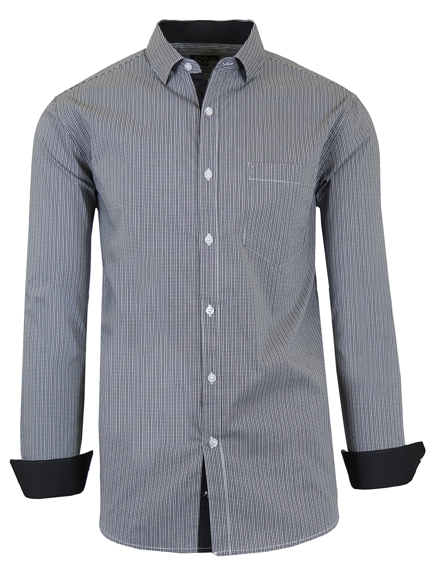 Men's Long Sleeve SlimFit CottonStretch Checkered & Plaid Dress