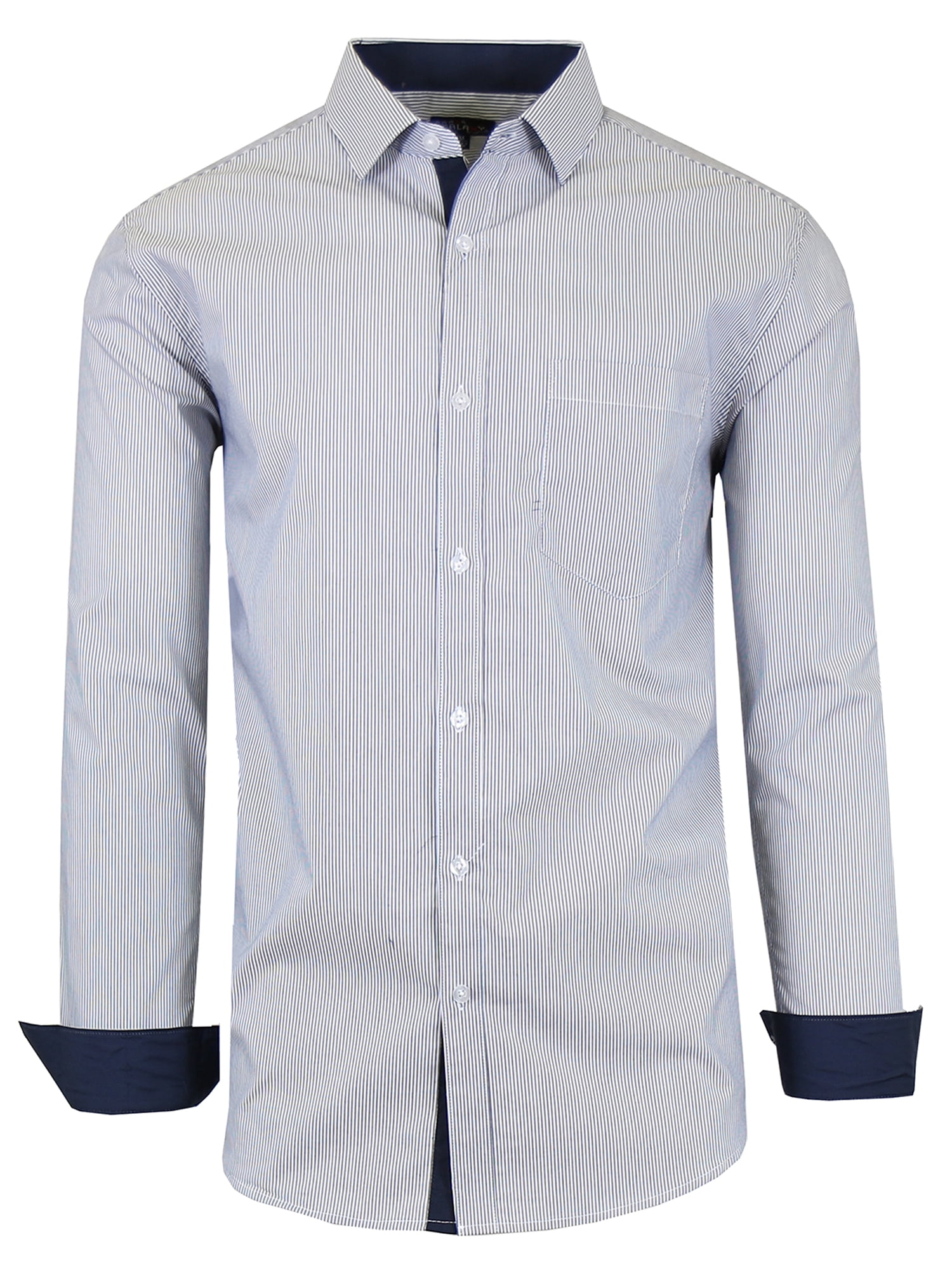 Men's Long Sleeve Slim-Fit Cotton-Stretch Pinstripe Dress Shirts (S-2XL) - Walmart.com Men's Long Sleeve Slim-Fit Cotton-Stretch Pinstripe Dress Shirts (S-2XL) - Walmart.com