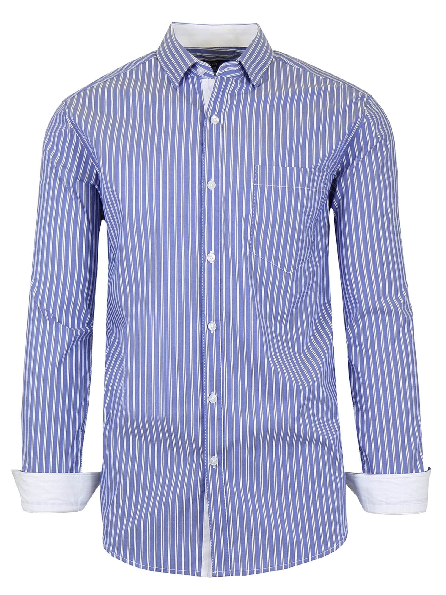 Men's Long Sleeve SlimFit CottonStretch Pinstripe Dress Shirts (S2XL