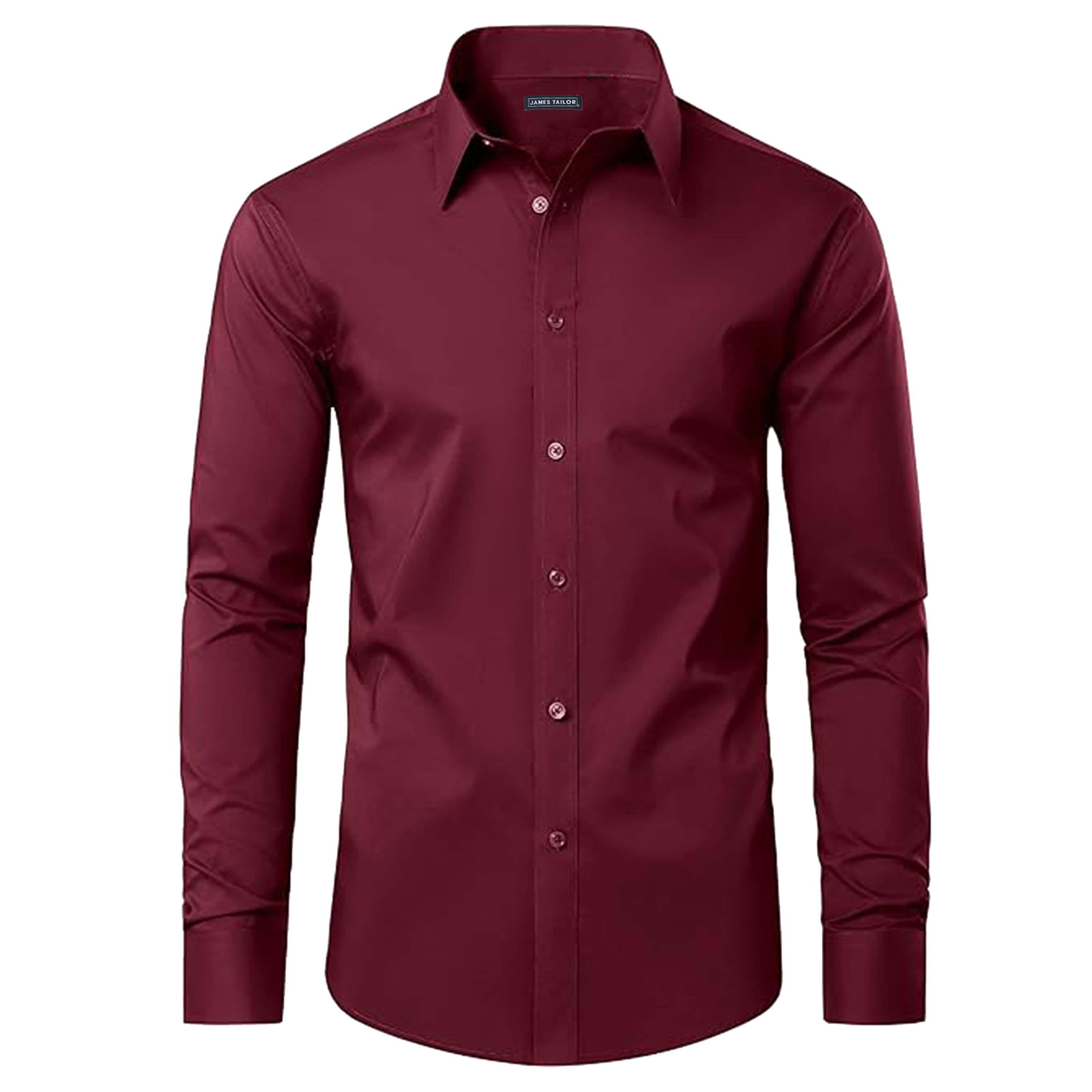 burgundy dress shirts for men Men's Burgundy Satin Dress Shirt with Tie & Handkerchief 15.5 34/35 / Burgundy