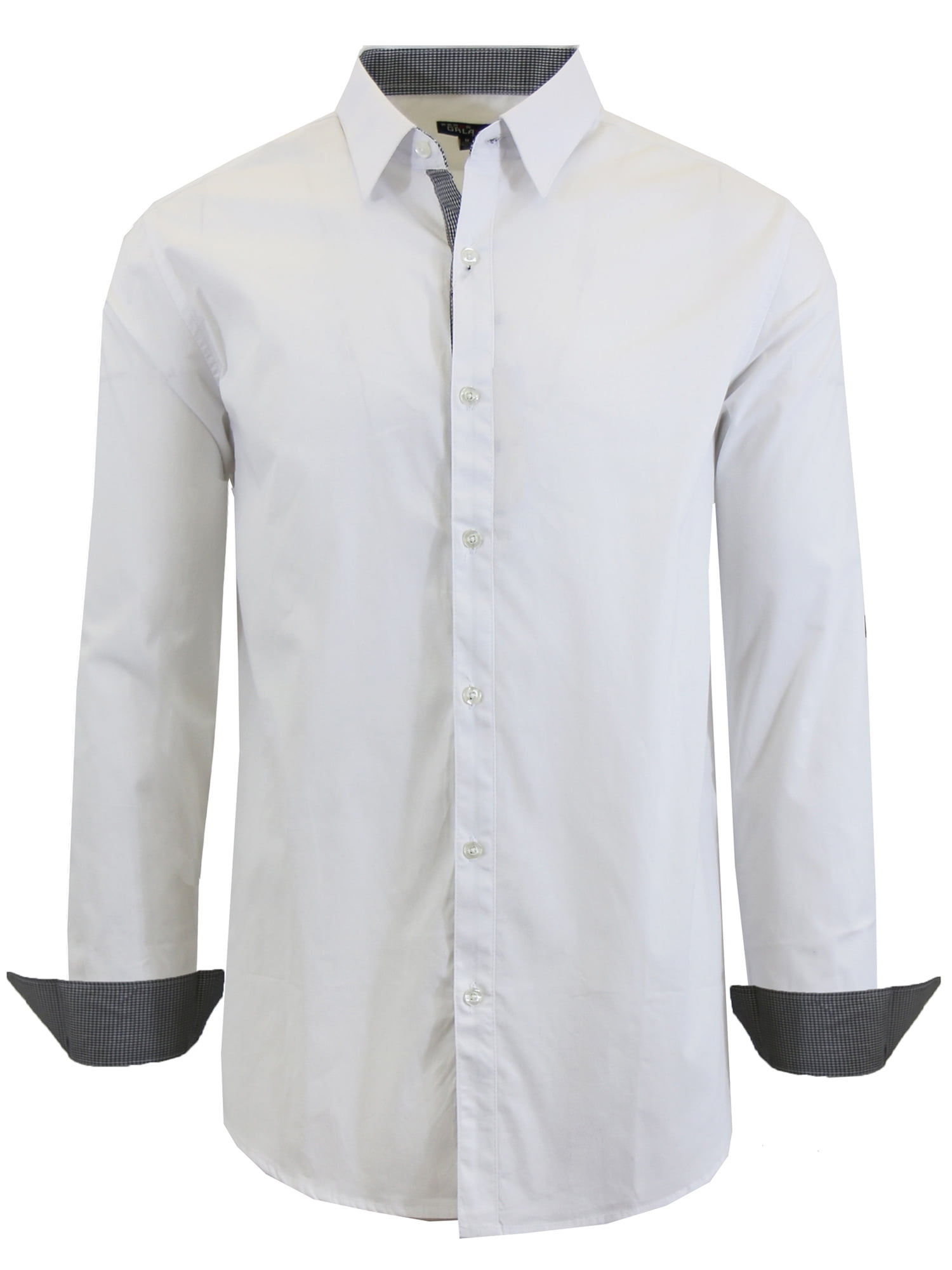 GBH Men's Long Sleeve Slim-Fit Solid Dress Shirts, Size: Medium, White GBH Men's Long Sleeve Slim-Fit Solid Dress Shirts, Size: Medium, White