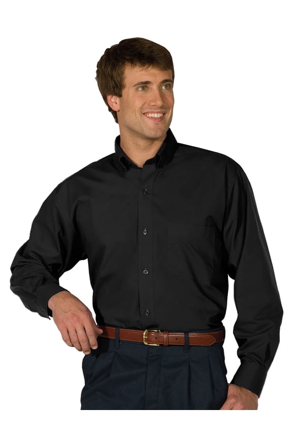 Men's Long Sleeve Soft Touch Poplin Shirt , 1295 , BLACK , XXXXXX-Large Tall