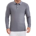 thumbnail image 1 of Men's Long Sleeve Solid Color Pullover Business Knitted Polo Shirt L Gray, 1 of 6