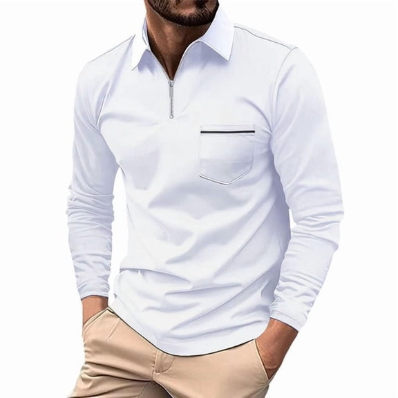 Men's Long Sleeve Solid Lapel T Shirt Casual Holiday Shirts Tops Comfortable Breathable Stylish Classic Fit Soft Fabric Relaxed Wear Mens Casual Crew Neck Basic Tees