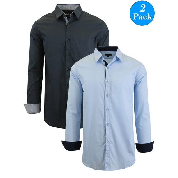 Men's Long Sleeve Stretch Cotton Dress Shirts (2-Pack)