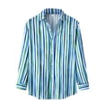 thumbnail image 1 of Men's Long Sleeve Striped Button Up Shirt Classic Collar, Polyester & Spandex, for Casual & Formal, Multiple Sizes, 1 of 3