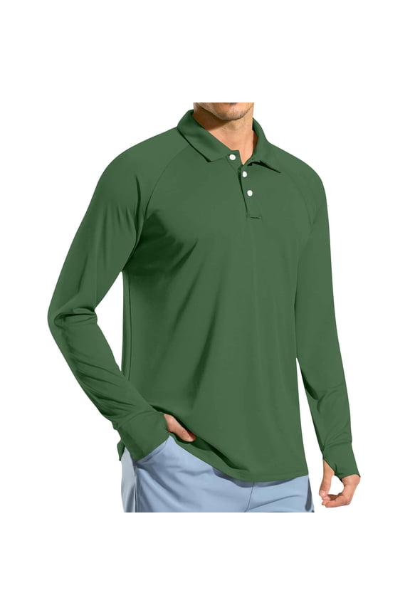 Men's Long Sleeve Sun Protection Shirt Upf 50+ UV Quick Dry Fishing Shirts Casual Button down Polo Shirts for Travel Camping Hiking
