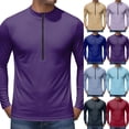thumbnail image 1 of Men's Long Sleeve Sun Shirts UPF 50+ Stand Collar 1/4 Zip Up Fishing Running Rash Guard Outdoor Lightweight T-Shirts,Purple,3XL, 1 of 6