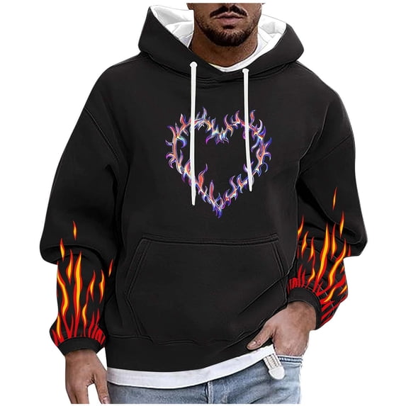 Men's Long Sleeve Sweatshirts Halloween Printed Hoodies 3D Graphic Jumpers Sportswear Black XXL