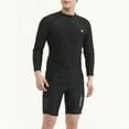 thumbnail image 1 of Men's Long Sleeve Swim Shirt and Cropped Pants Set Quick-Drying Upf 50+ Sun Protection Rash Guard Top with Swim Trunks for Beach Pool Vacation Surfing Fishing Water Sports Outdoor Activities, 1 of 8