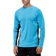 thumbnail image 1 of Men's Long Sleeve Swim Shirt, UPF 50+ Sun Protection Quick Dry Loose Fit Rash Guard for Men, UV Protection Beach Surf Swimming Water T-Shirt for Outdoor Sports Sky Blue B XL, 1 of 4