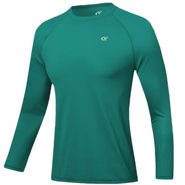 Men's Long Sleeve Swim Shirts Rash Guard Shirts UPF 50  Sun Protection Quick Dry T-Shirt Athletic Workout Running Tops Hiking Shirts Peacock Blue 2XL