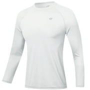 Men's Long Sleeve Swim Shirts Rash Guard Shirts UPF 50+ Sun Protection Quick Dry T-Shirt Athletic Workout Running Tops Hiking Shirts White L
