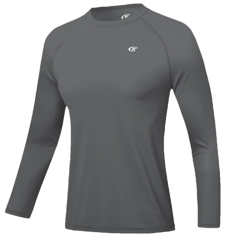Men s Long Sleeve Swim Shirts Rash Guard Shirts UPF 50 Sun Protection Quick Dry T Shirt Athletic Workout Running Tops Hiking Shirts Charcoal Grey 2XL Walmart