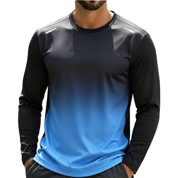 Men's Long Sleeve Swim Shirts Rashguard UPF 50+ UV Sun Protection Shirt Athletic Workout Running Hiking T-Shirt Swimwear Blue