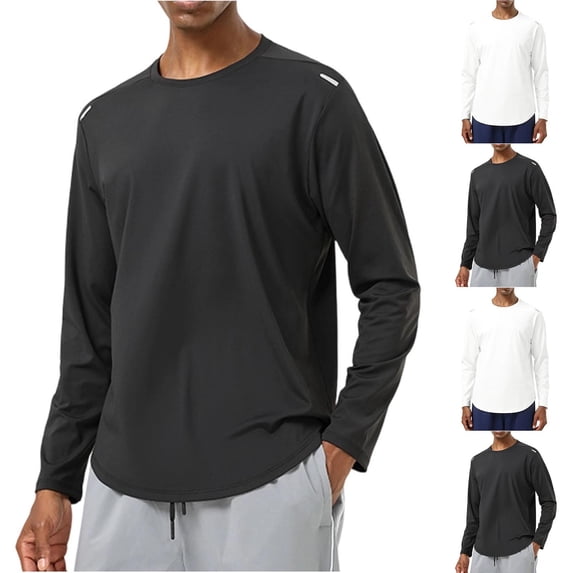 Men's Long Sleeve T-Shirt Nylon Spandex Quick Dry Running Top Athletic Training Shirt Moisture Wicking Workout Tee Breathable Gym Fitness Casual | Zenithor,White 2XL