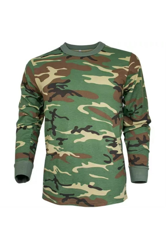 Men's Long Sleeve T-shirt - Woodland Camo - 2xl