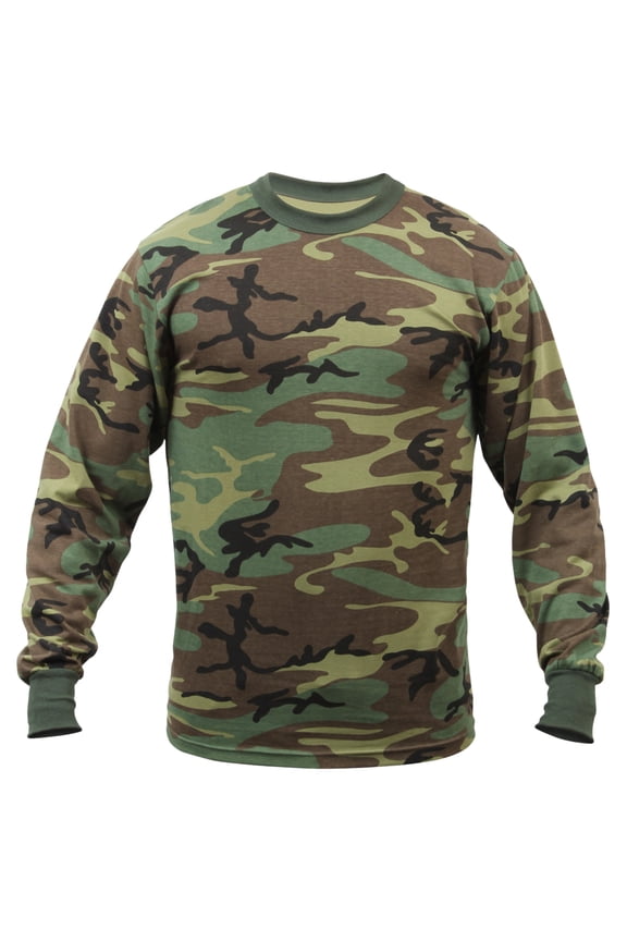 Men's Long Sleeve T-Shirt Woodland Camo - Size 2XL