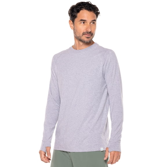 Men's Long-Sleeve T-Shirt with Thumbholes - UPF 50+ Sun Protection - LumaLeo in Grey Heather